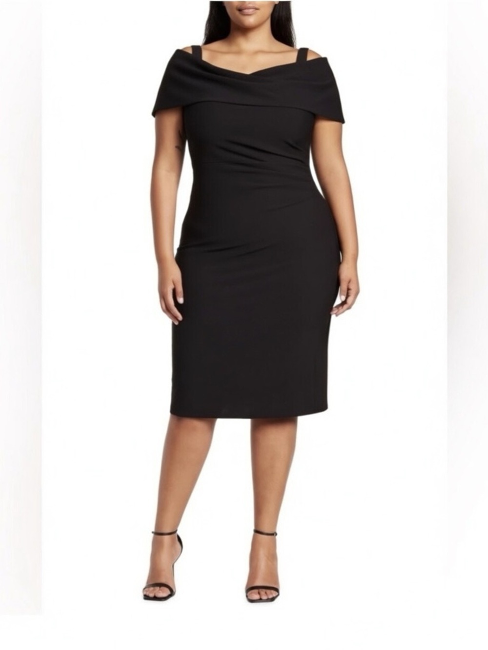 NEW Marina Off the Shoulder Shift Dress Black 14